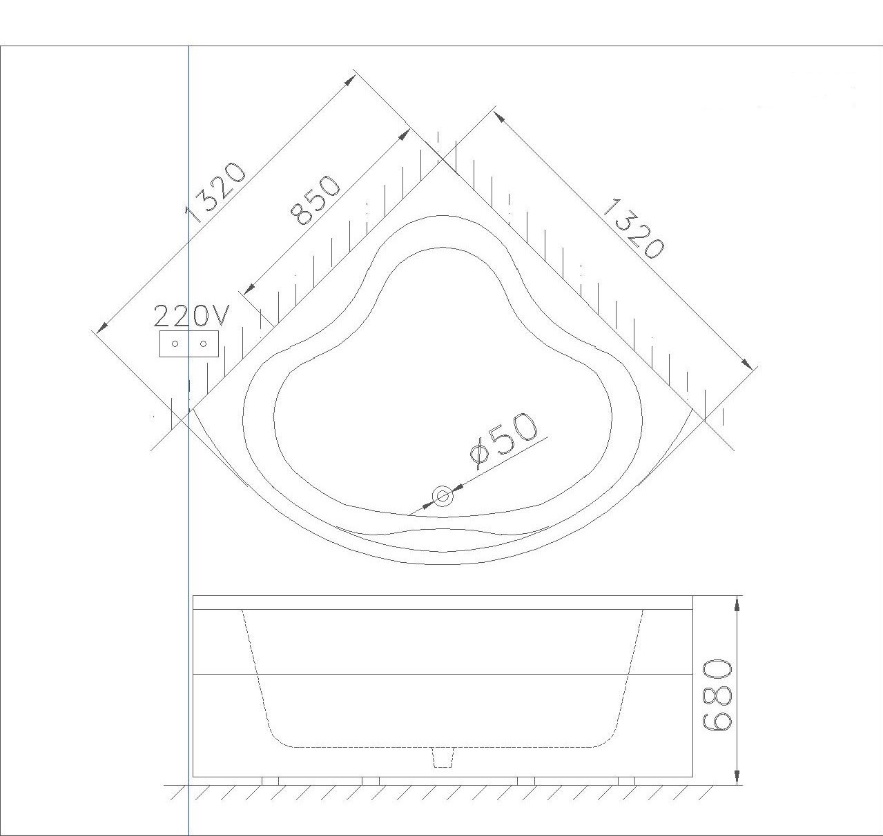 Bồn tắm chân yếm đặt góc 1m3 Caesar AT5133 - 4