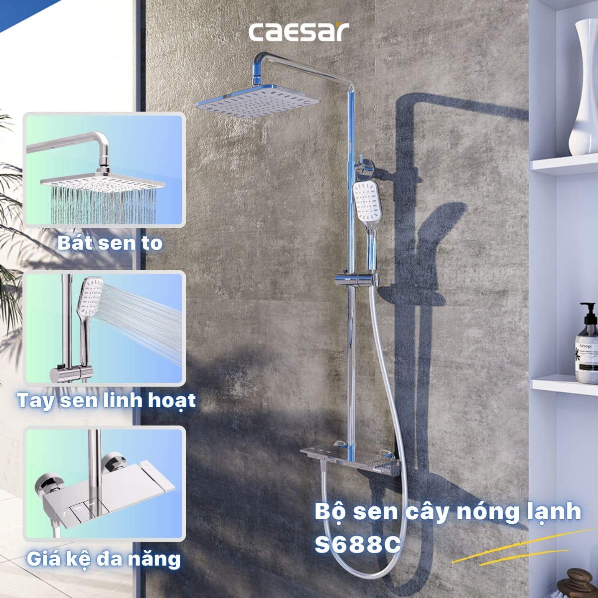 Bộ sen tắm cây nóng lạnh Caesar S688C - 18