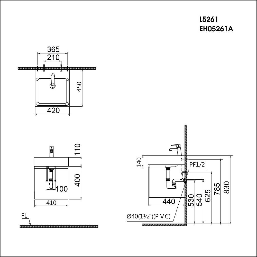 Tủ lavabo Caesar EH05261ATGV