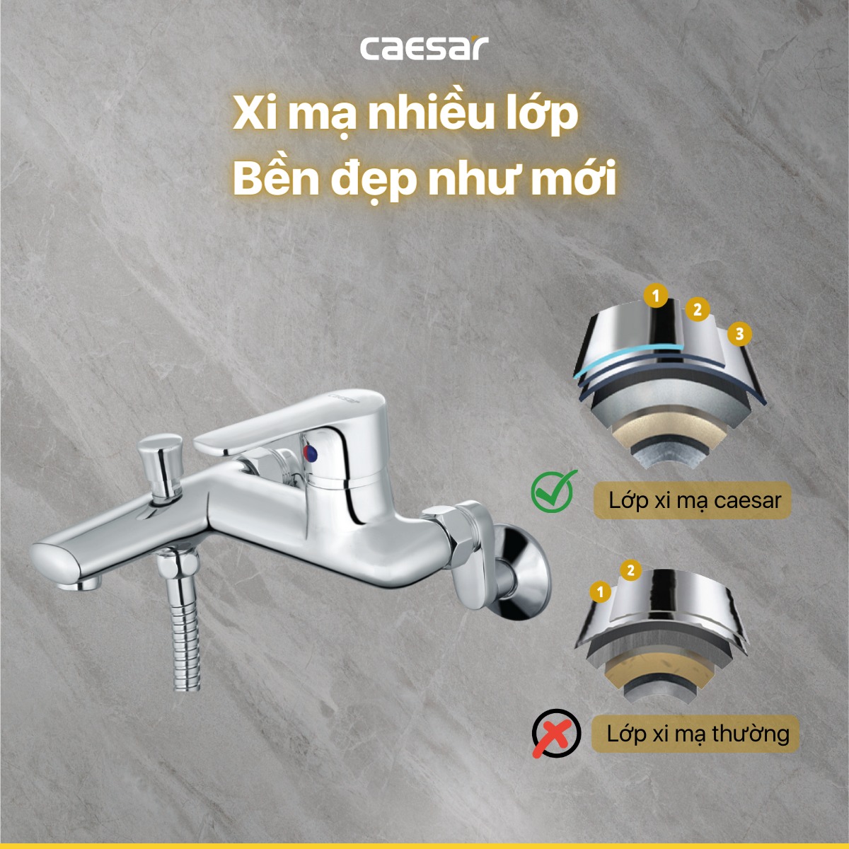 Bộ vòi sen tắm nóng lạnh Caesar S433C - 12