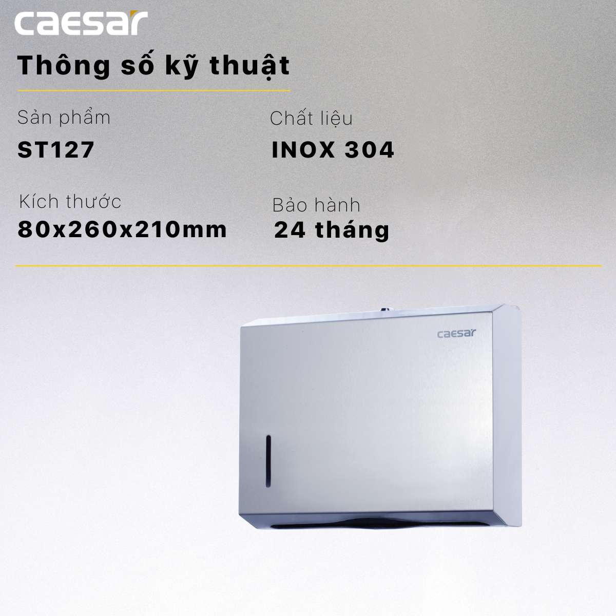 Hộp giấy vệ sinh inox Caesar ST127 - 14