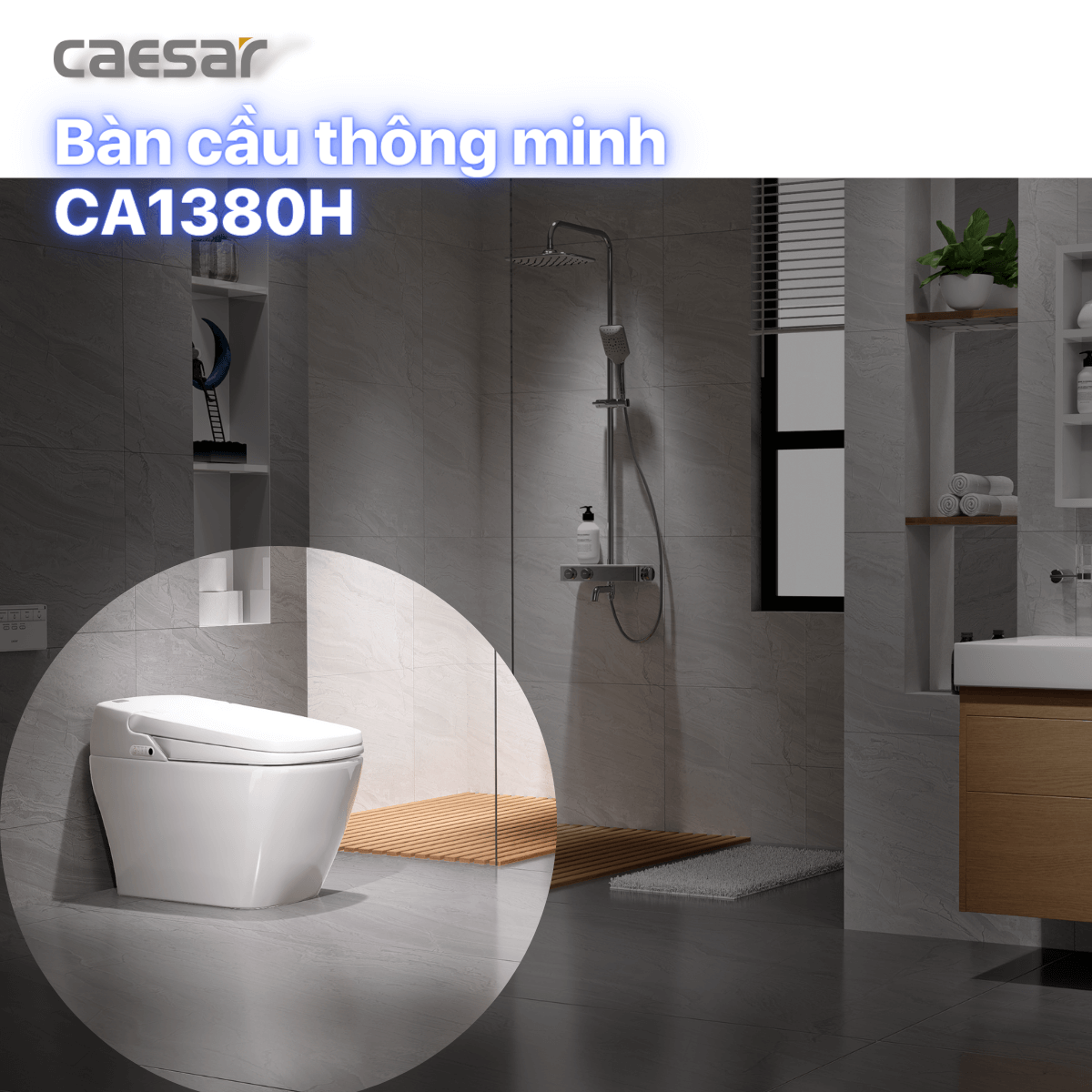 Combo thiết bị vệ sinh cao cấp Caesar CA1380H + LF5388 + EH05388DWV + B390CBU + S688CB + EM01100V - 3
