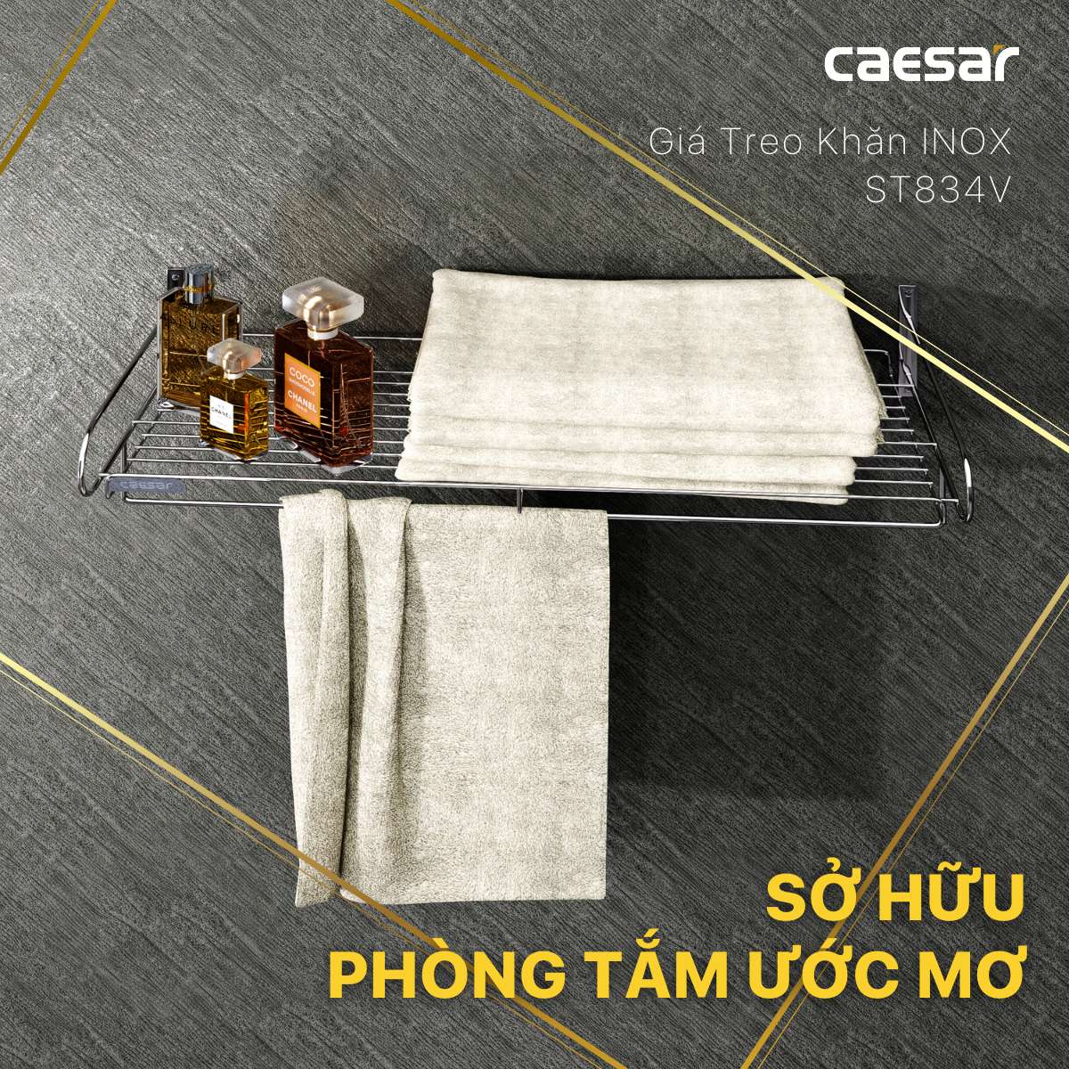 Kệ treo khăn inox Caesar ST834V - 10