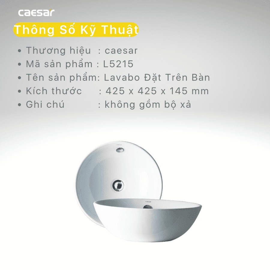 Chậu lavabo đặt bàn Caesar L5215 - 19