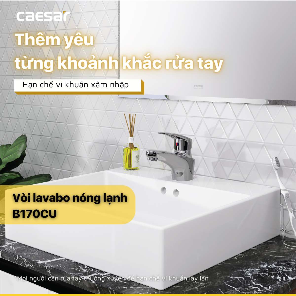 Vòi chậu lavabo nóng lạnh Caesar B170CU - 8