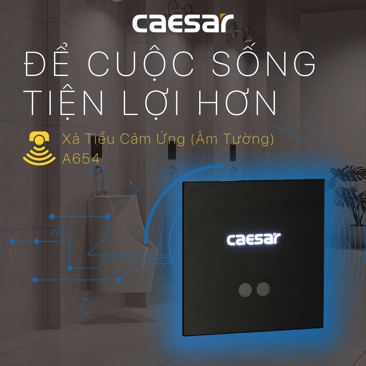 Van xả cảm ứng bồn tiểu nam Caesar A654 - 2