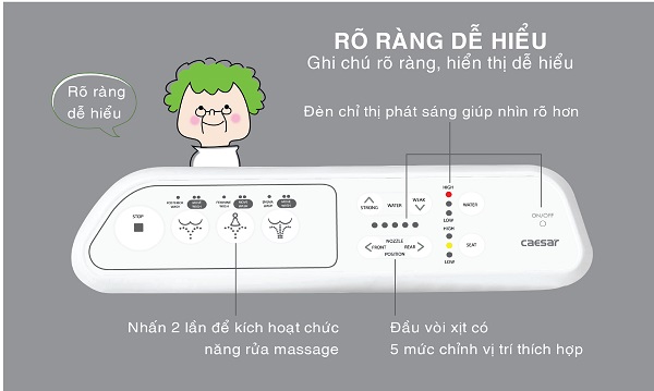 Nắp rửa điện tử Caesar TAF400H (TAF400H-PW)