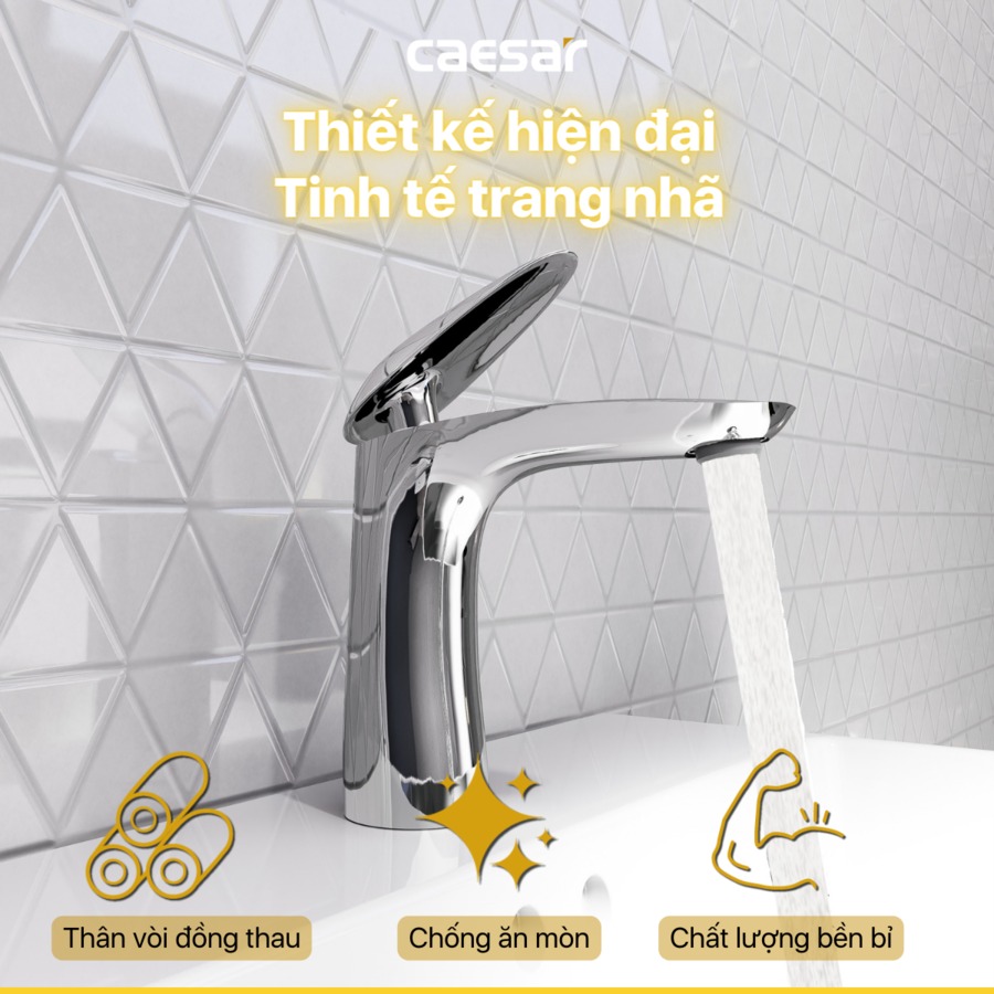 Vòi chậu lavabo nóng lạnh Caesar B810CU - 12