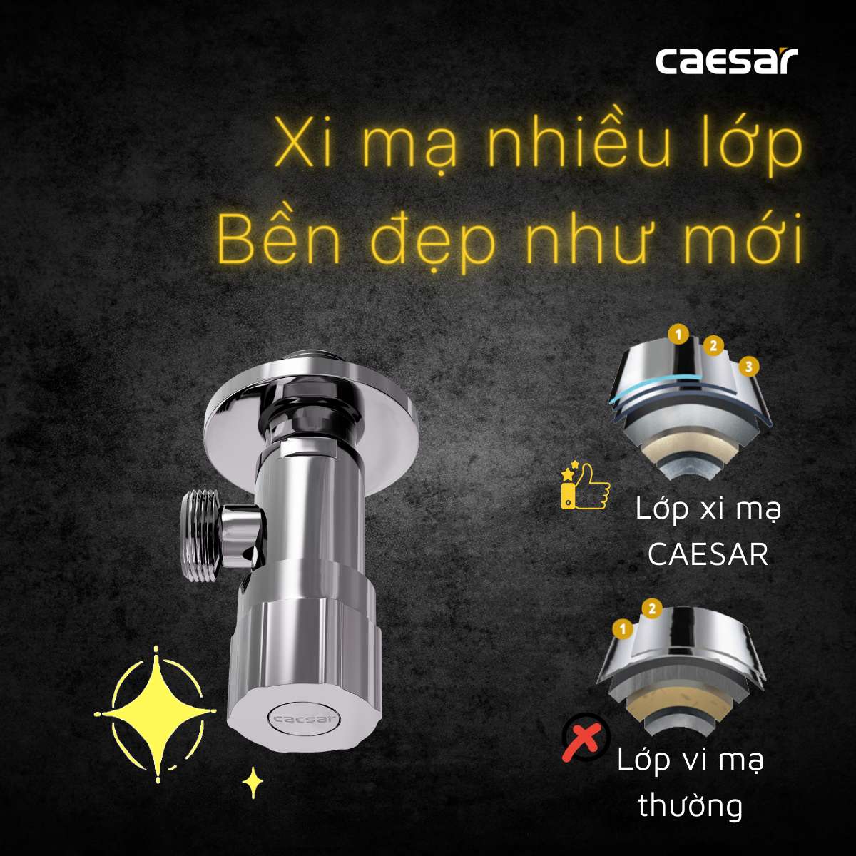 Van vặn khóa chữ F xi Caesar BF403S - 7