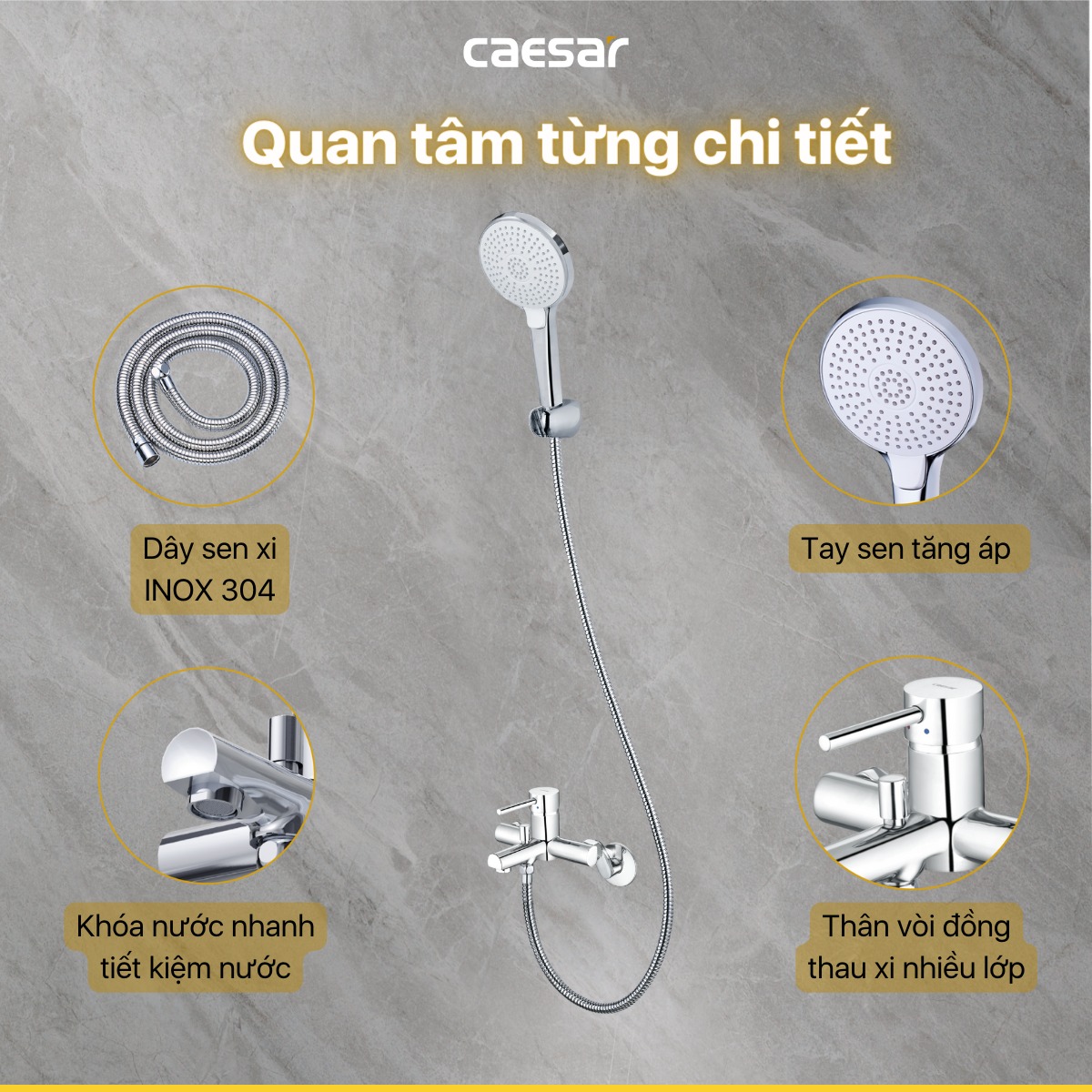 Bộ vòi sen tắm nóng lạnh Caesar S353C - 12