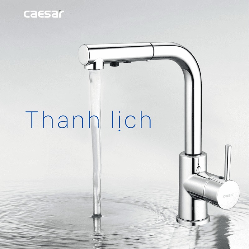 Vòi bếp dây rút nóng lạnh Caesar K915C - 21