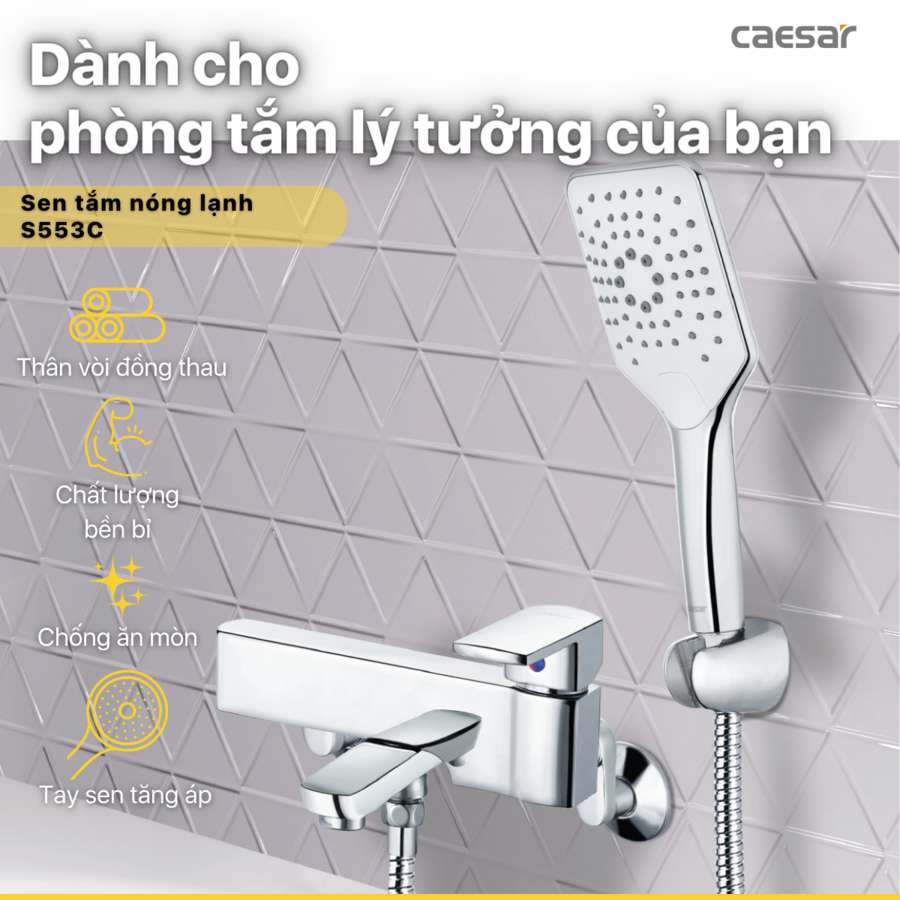 Bộ vòi sen tắm nóng lạnh Caesar S553C - 9