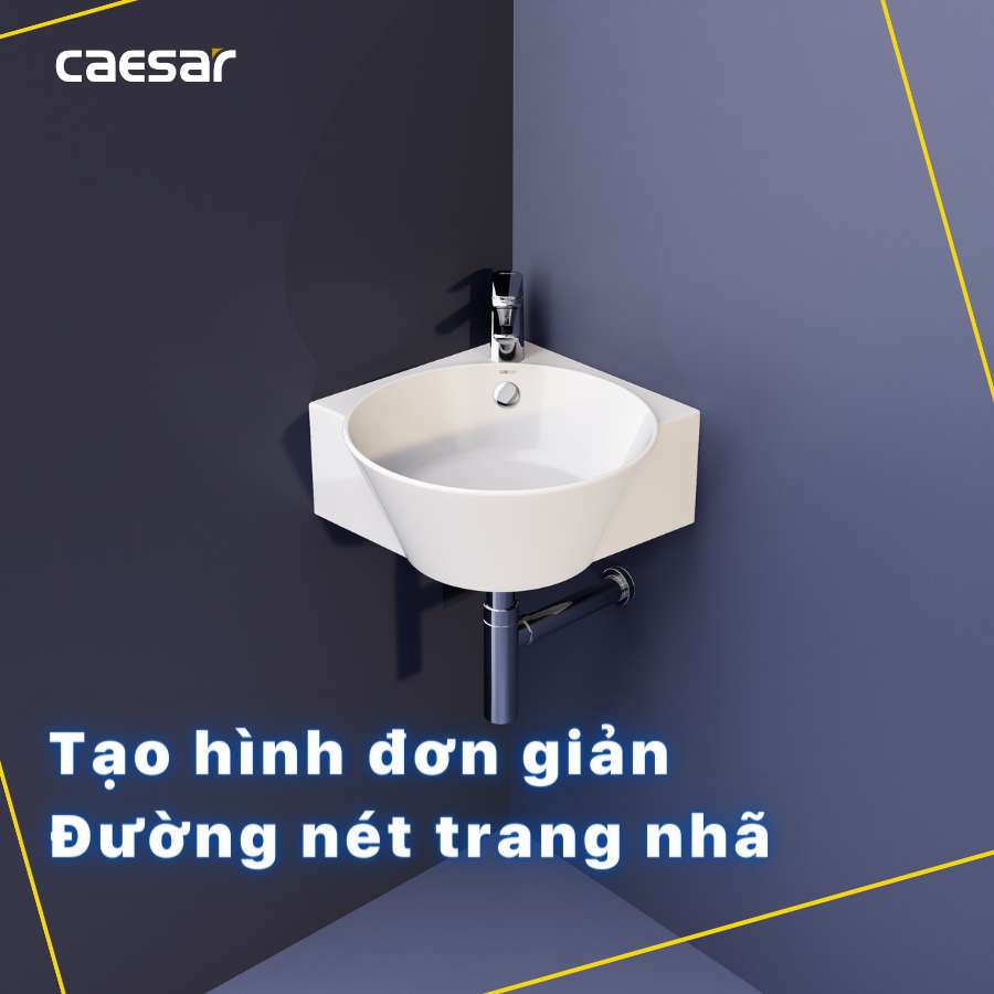 Chậu rửa lavabo treo tường đặt góc Caesar LF5238 - 5