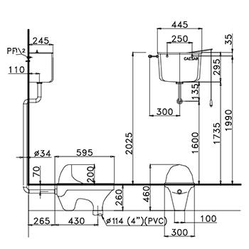 Bồn cầu xí xổm Caesar C1280 - 2