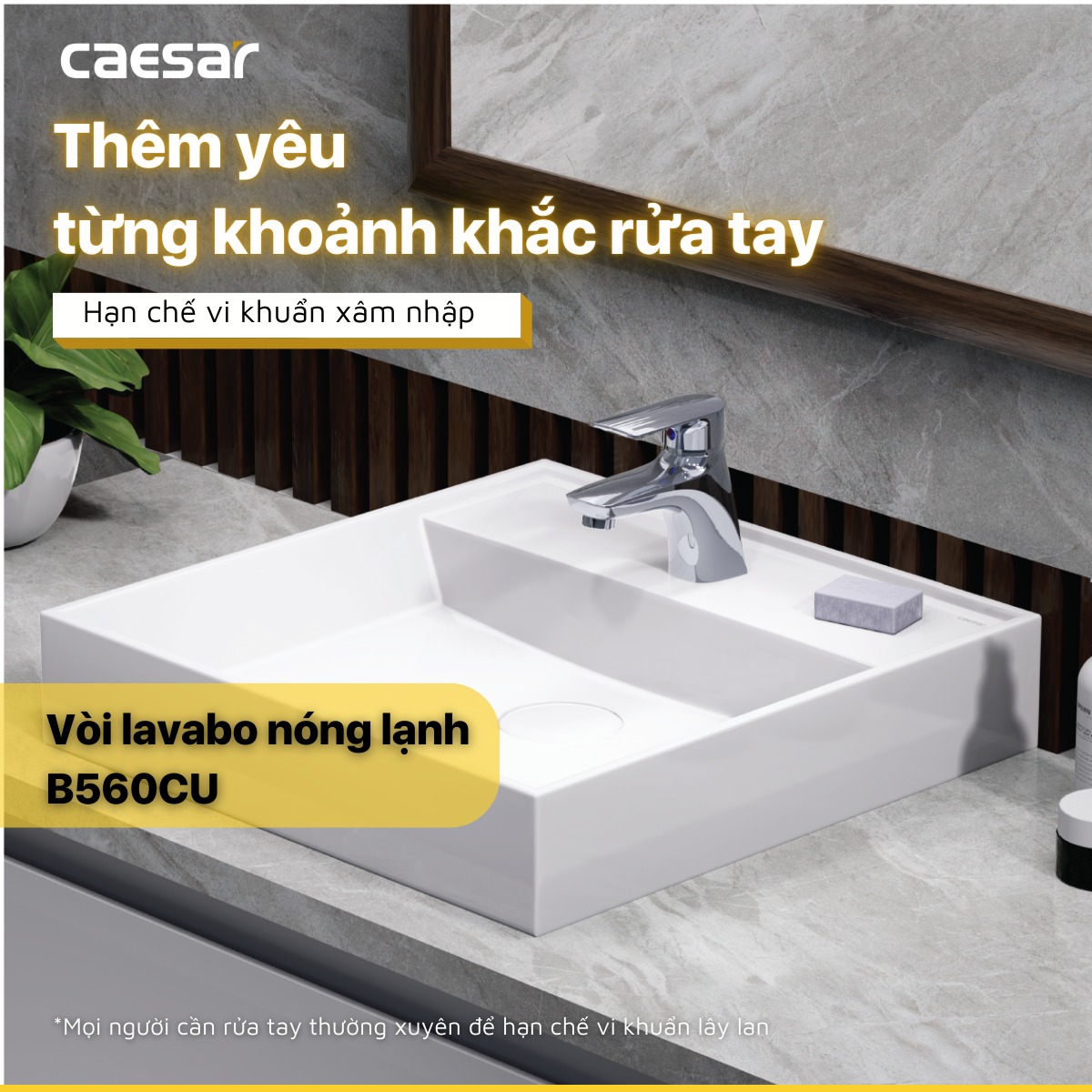 Vòi chậu lavabo nóng lạnh Caesar B560CU - 4