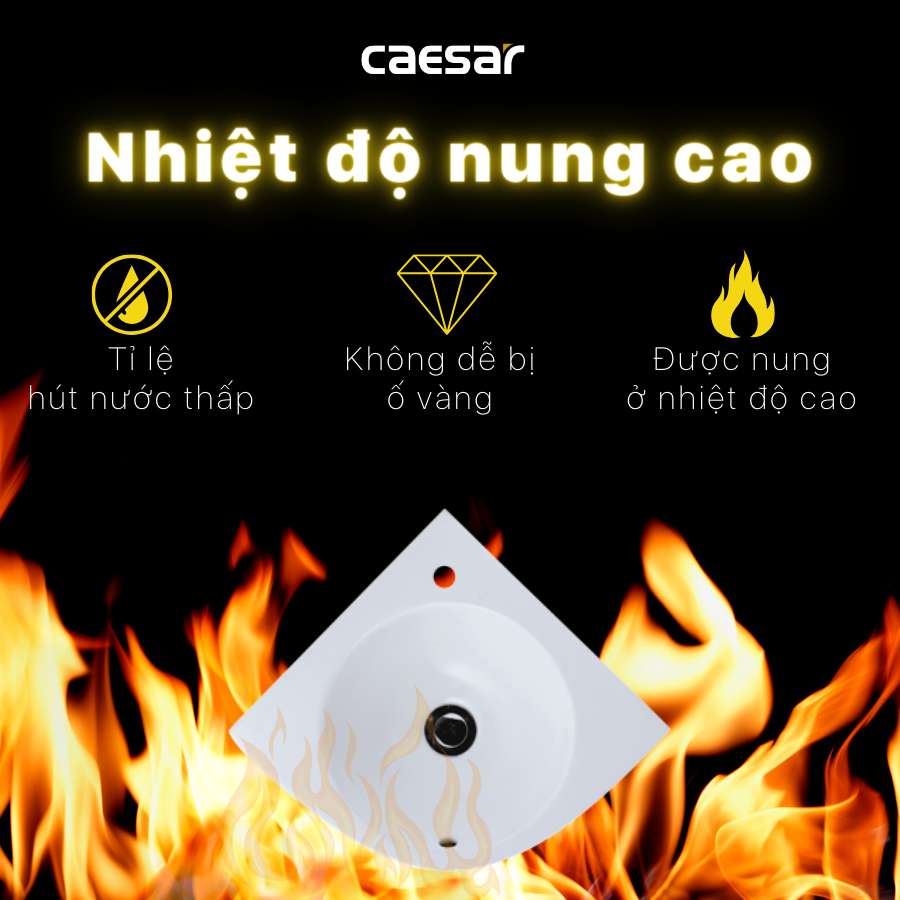 Chậu rửa lavabo treo tường đặt góc Caesar L2014 - 9