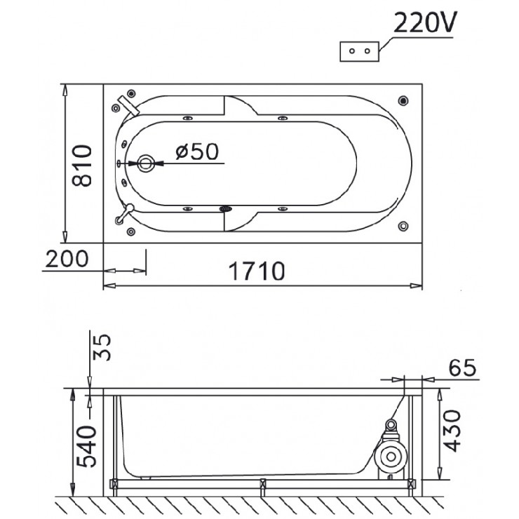 Bồn tắm xây 1m7 Caesar AT0170