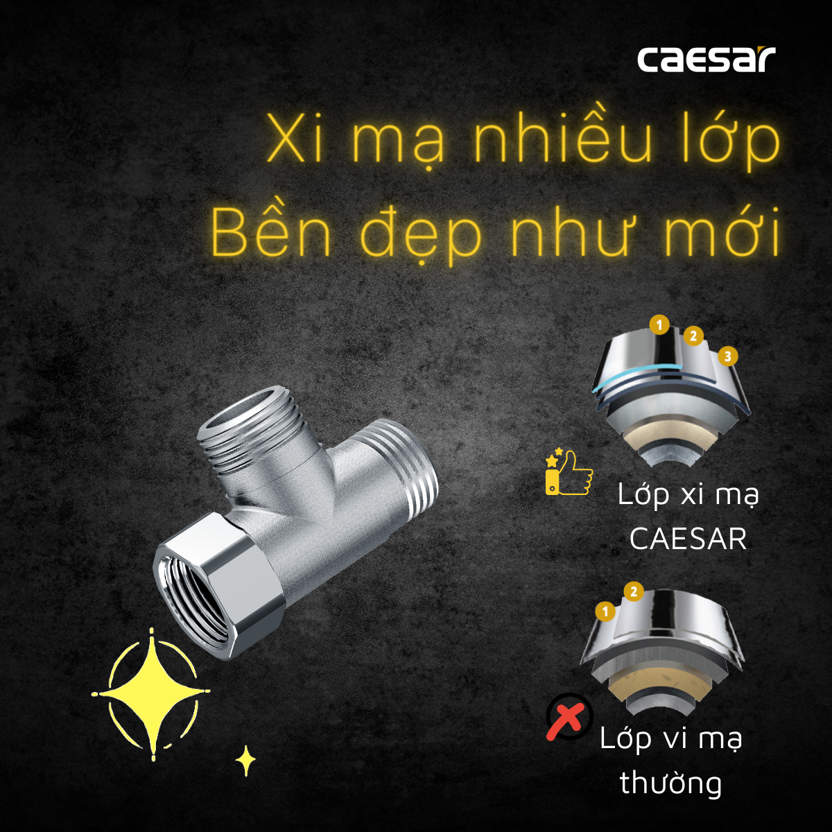 Van chia nước chữ t 2 đường nước Caesar BF403T - 8