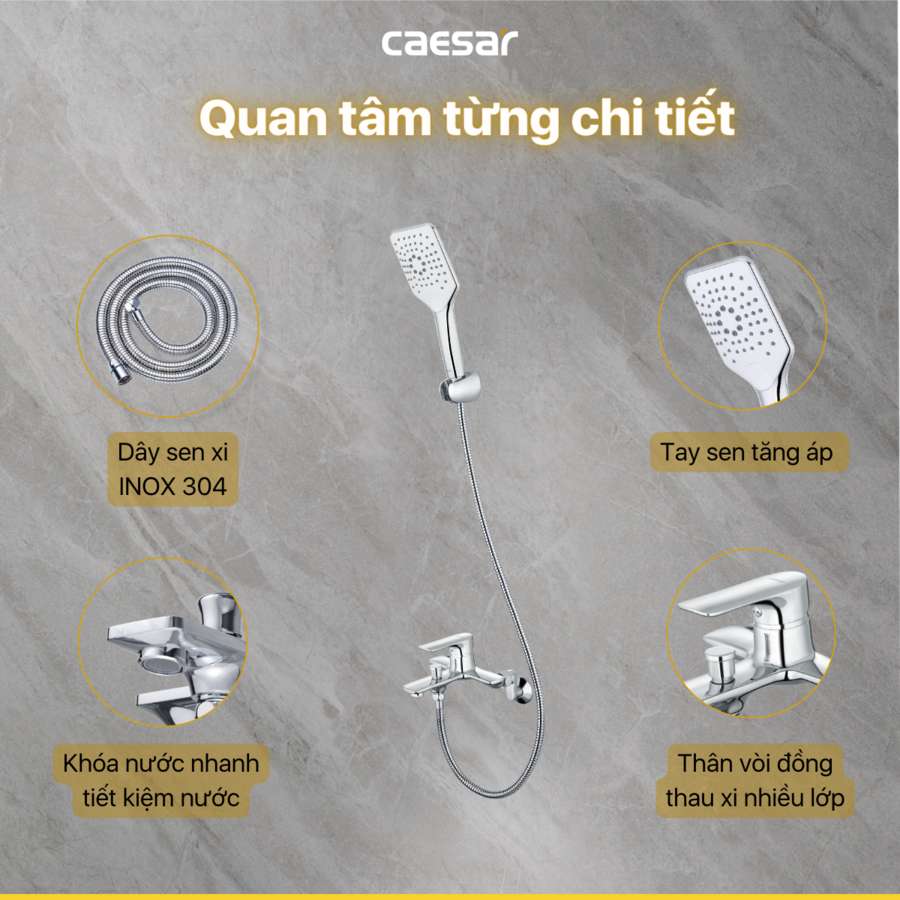Bộ vòi sen tắm nóng lạnh Caesar S773C - 10