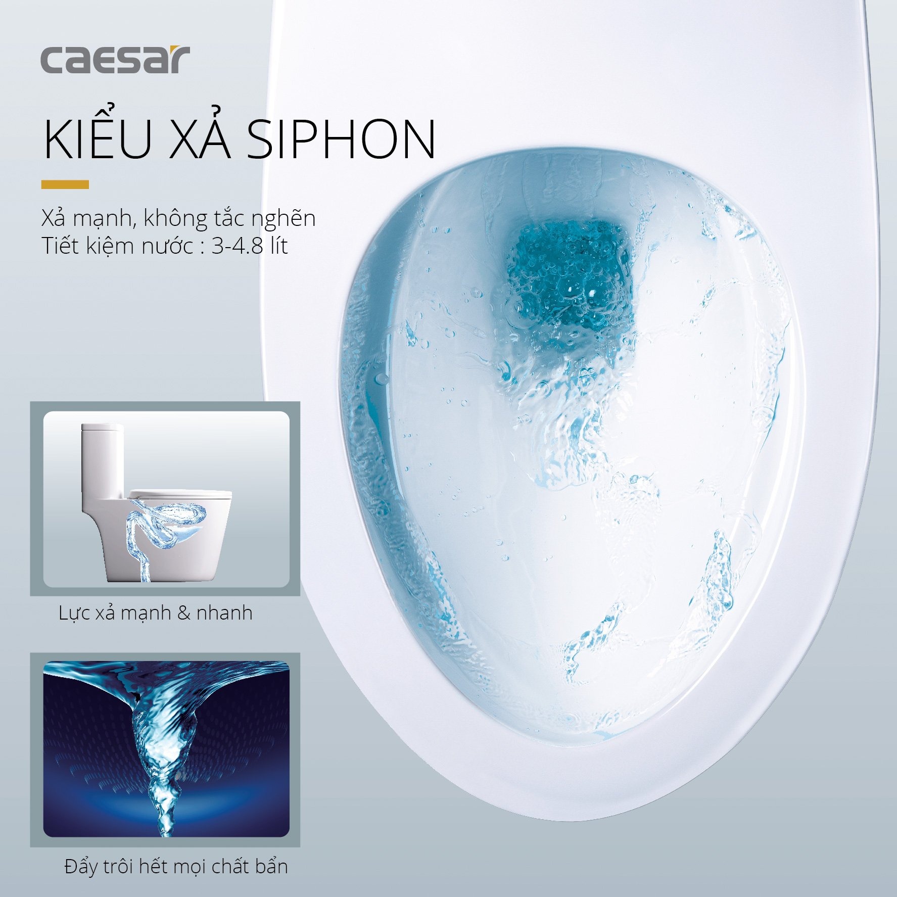 Bồn cầu 1 khối Caesar C1364 (CD1364) nắp đóng êm - 10