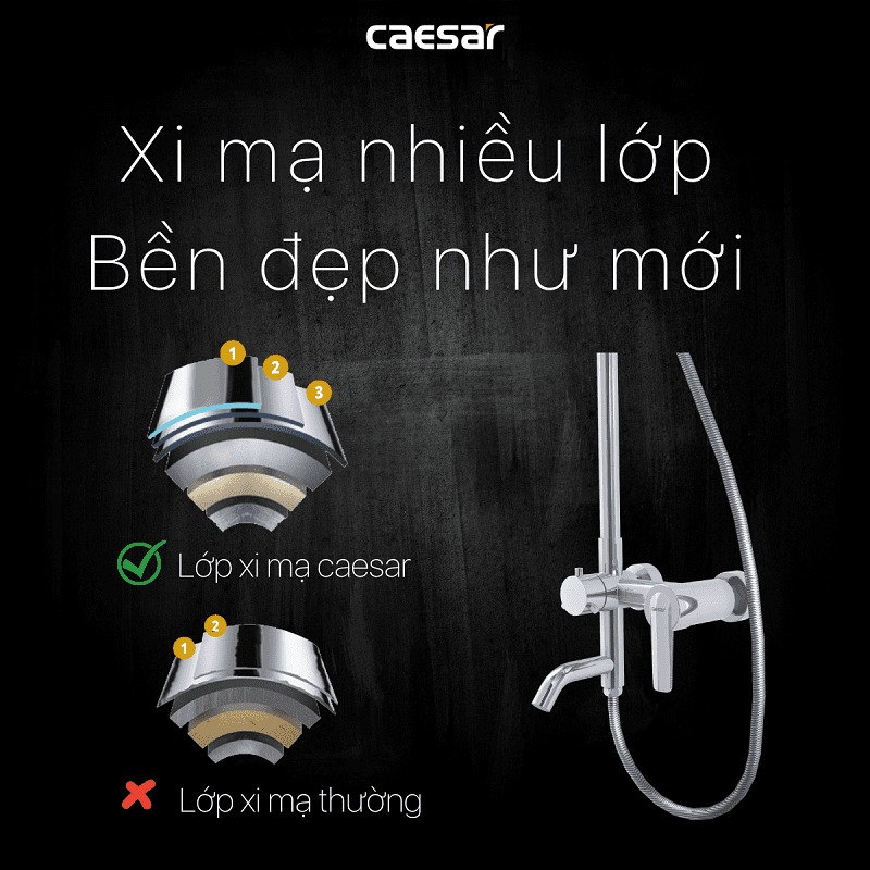 Bộ vòi sen tắm nóng lạnh Caesar S378C - 13