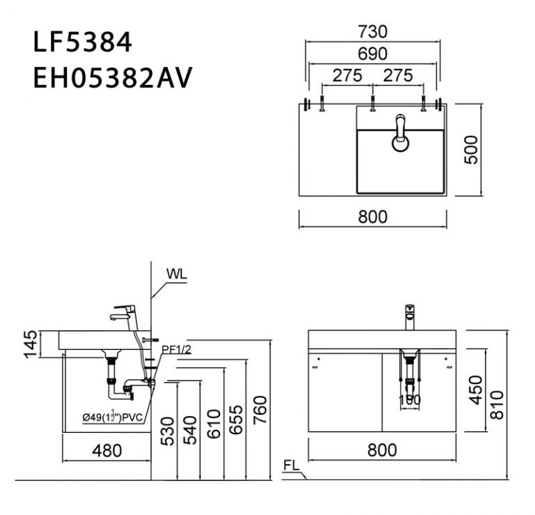 Tủ lavabo Caesar EH05384DWV