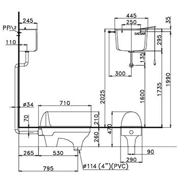 Bồn cầu xí xổm Caesar CS1280 - 2