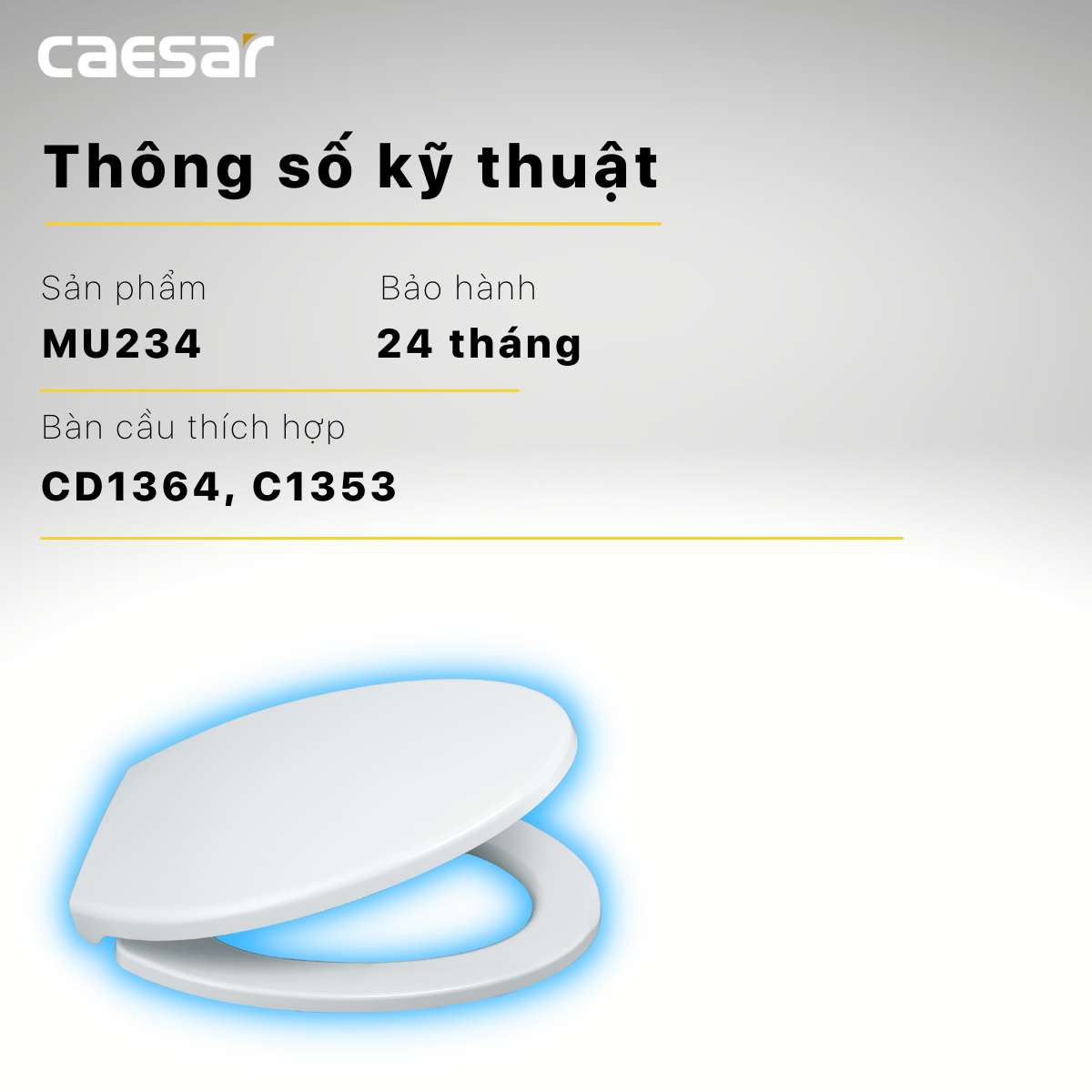 Nắp bồn cầu đóng êm Caesar MU234 - 14