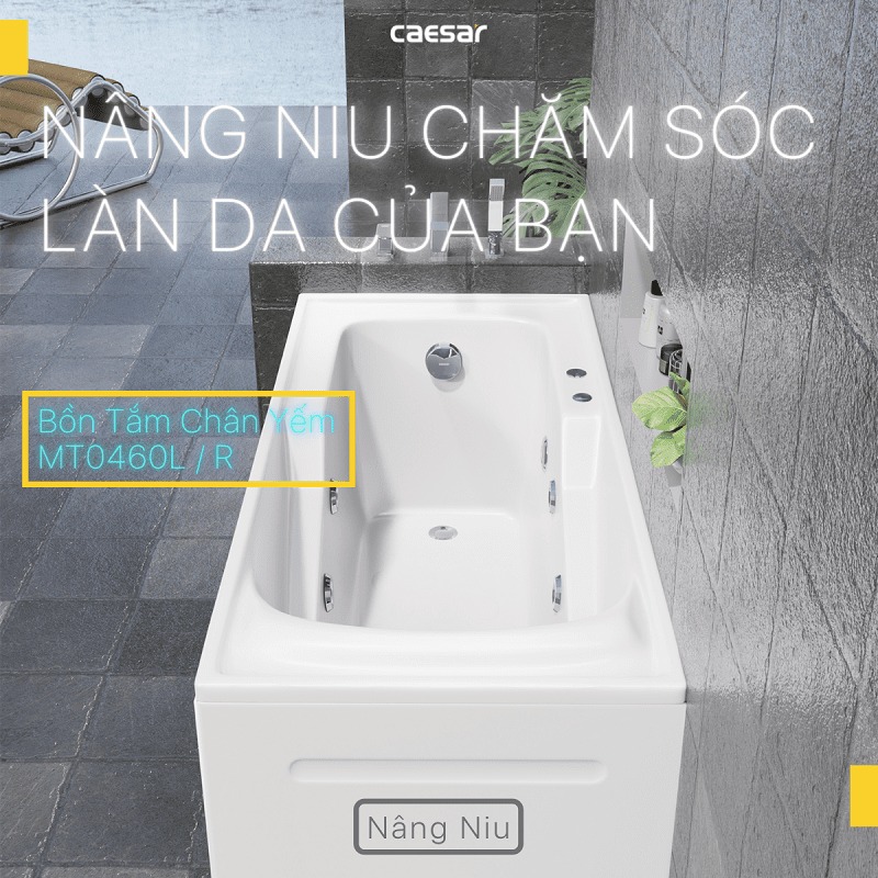 Bồn tắm chân yếm 1m6 massage Caesar MT0460L(R) - 2