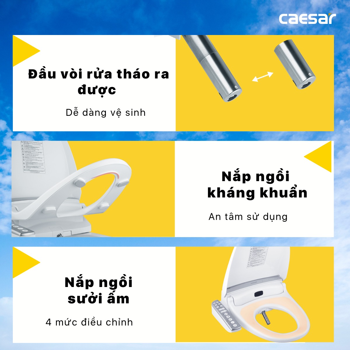 Bồn cầu 1 khối nắp điện tử Caesar CD1395+TAF200H - 10