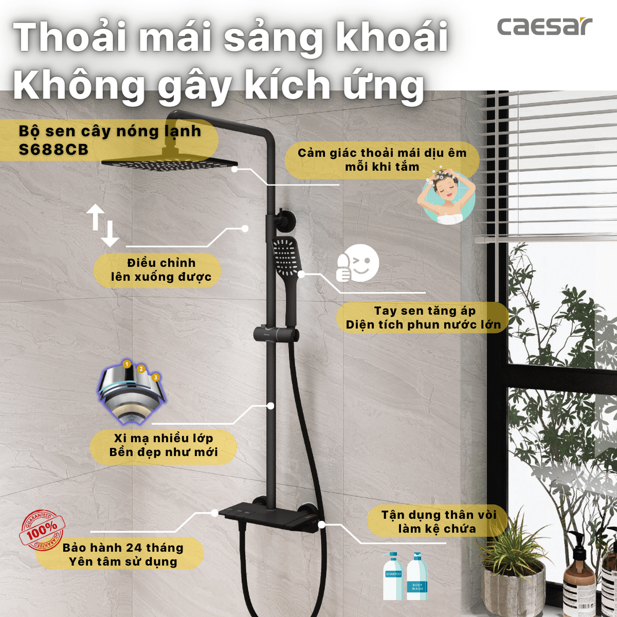 Combo thiết bị vệ sinh cao cấp Caesar CA1380H + LF5388 + EH05388DWV + B390CBU + S688CB + EM01100V - 7