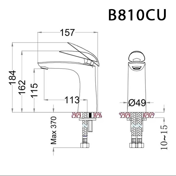 Vòi chậu lavabo nóng lạnh Caesar B810CU