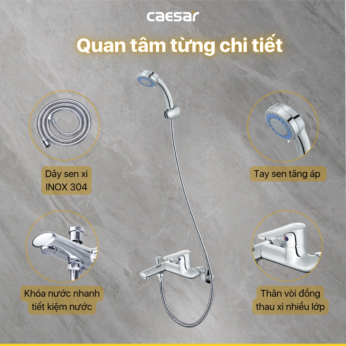 Bộ vòi sen tắm nóng lạnh Caesar S433C - 11