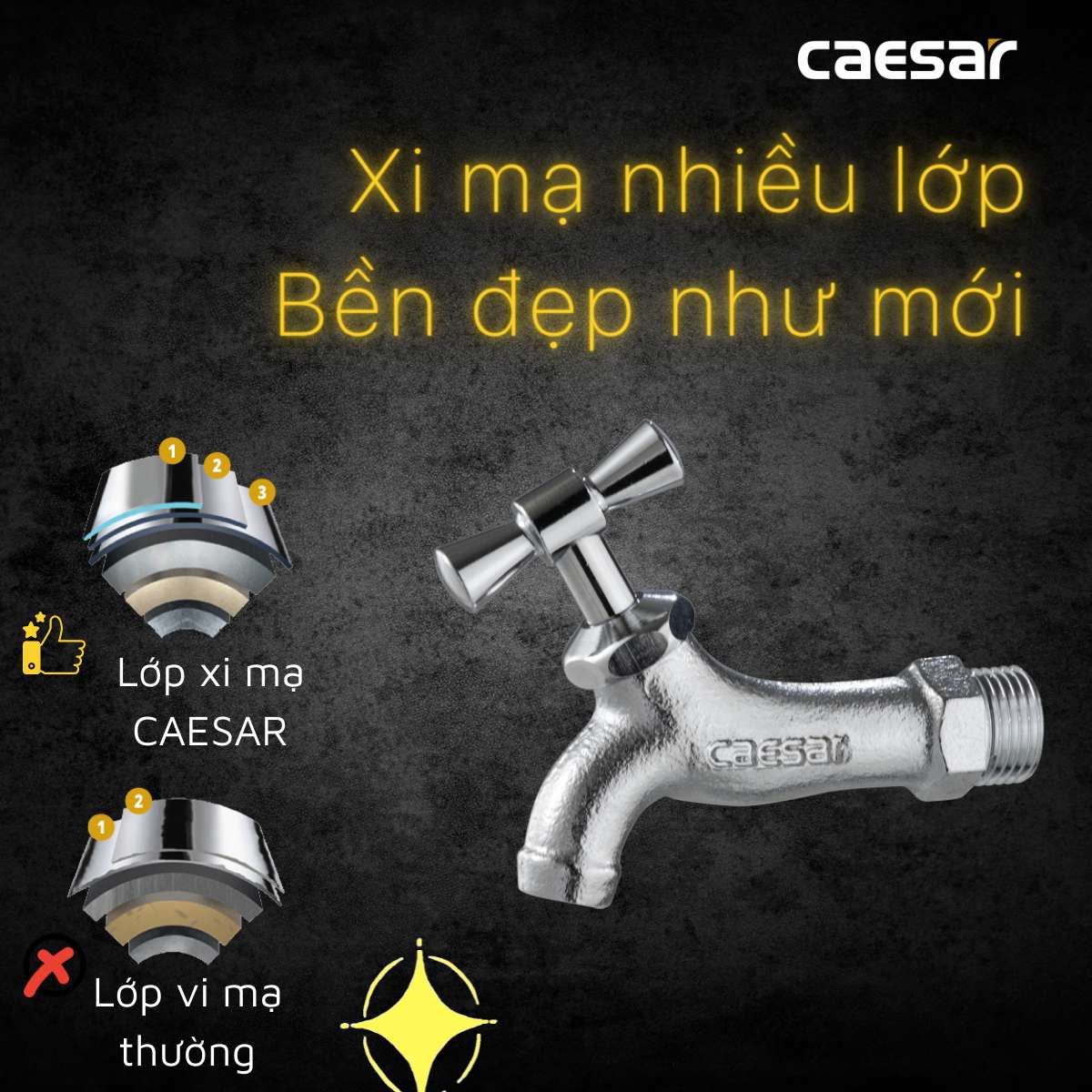 Vòi nước lạnh gắn tường Caesar W035-1 (W0351) - 9