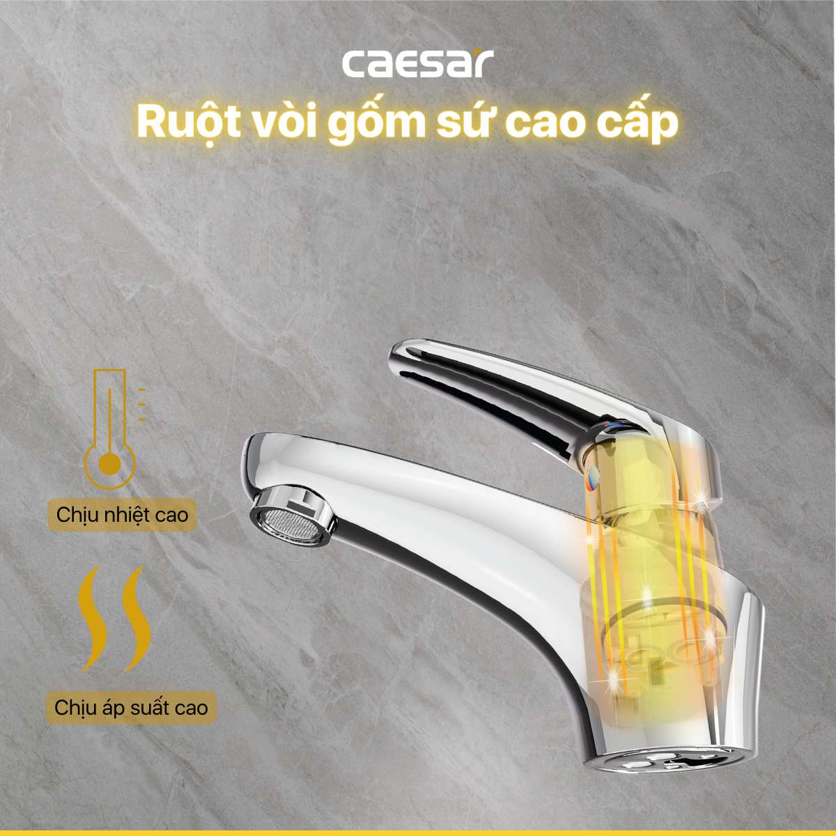 Vòi chậu lavabo nóng lạnh Caesar B170CU - 14