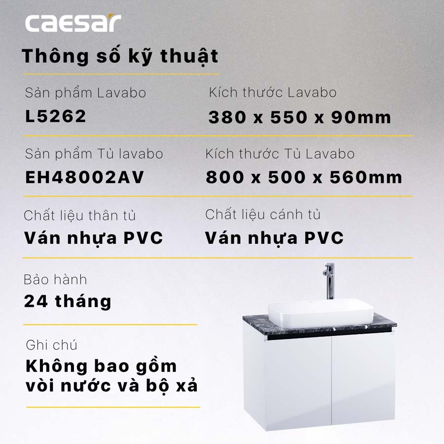 Bộ tủ lavabo Caesar L5262+EH48002AV - 14