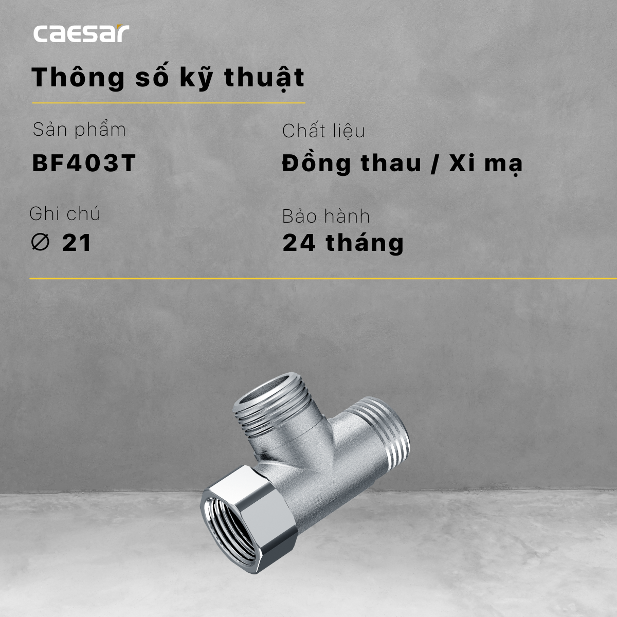 Van chia nước chữ t 2 đường nước Caesar BF403T - 6