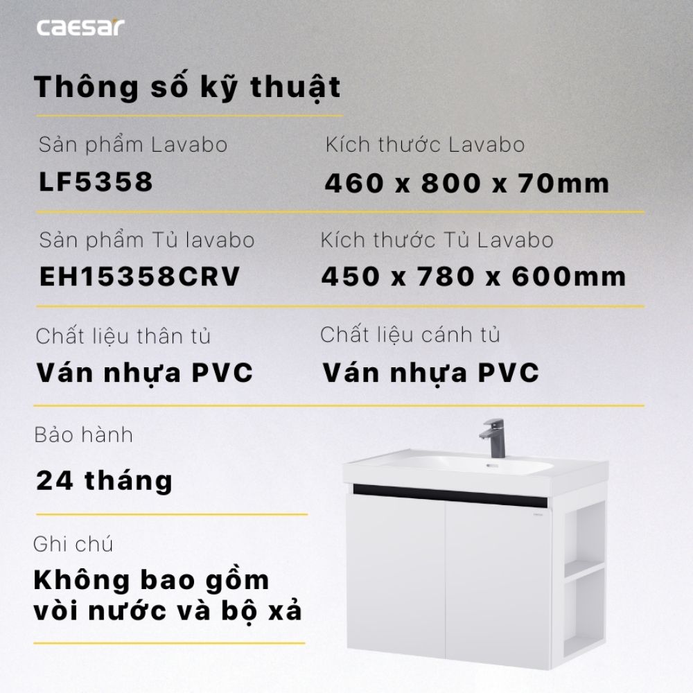 Bộ tủ lavabo Caesar LF5358+EH15358CRV - 11