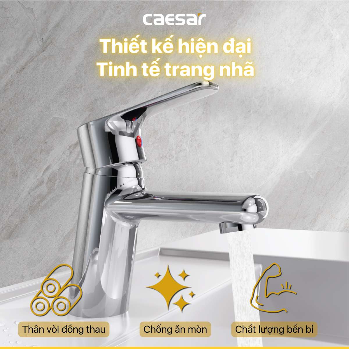 Vòi chậu lavabo nóng lạnh Caesar B430CU - 12
