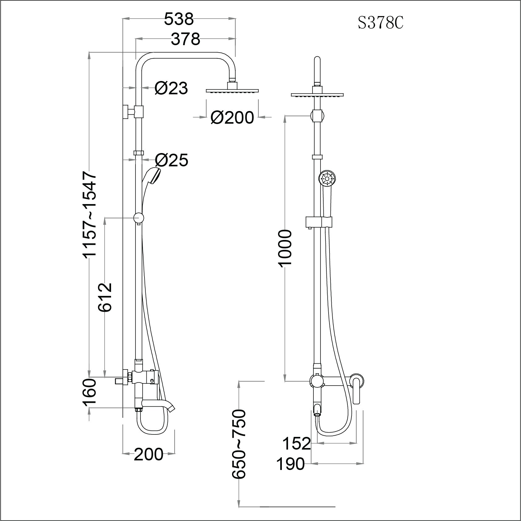 Bộ vòi sen tắm nóng lạnh Caesar S378C - 24