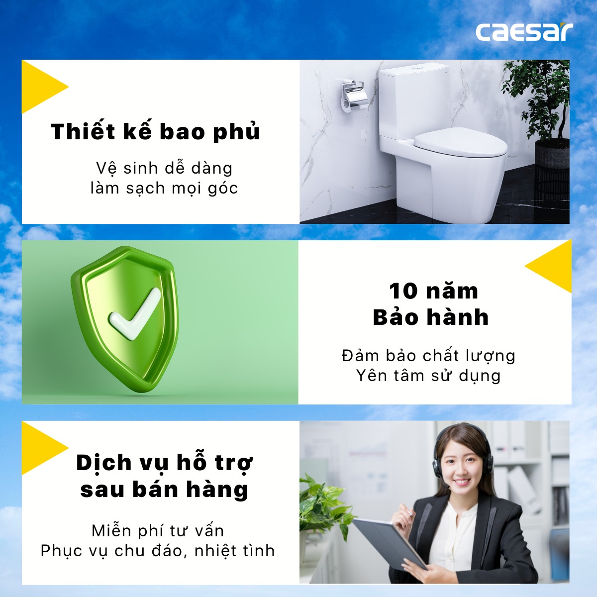 Bồn cầu 2 khối nắp rửa cơ Caesar CD1345+TAF060 - 6