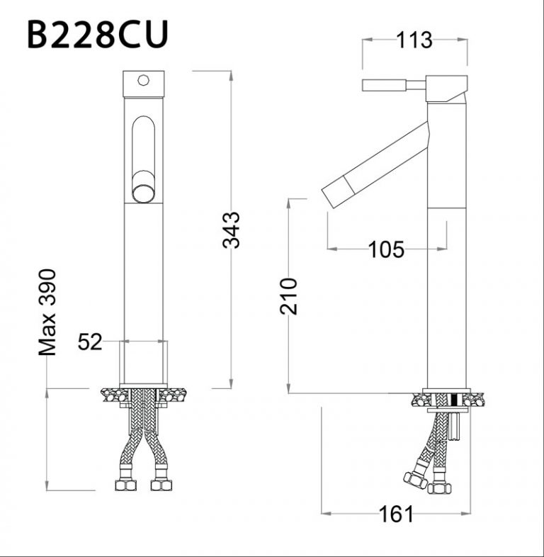 Vòi chậu lavabo nóng lạnh Caesar B228CU - 2