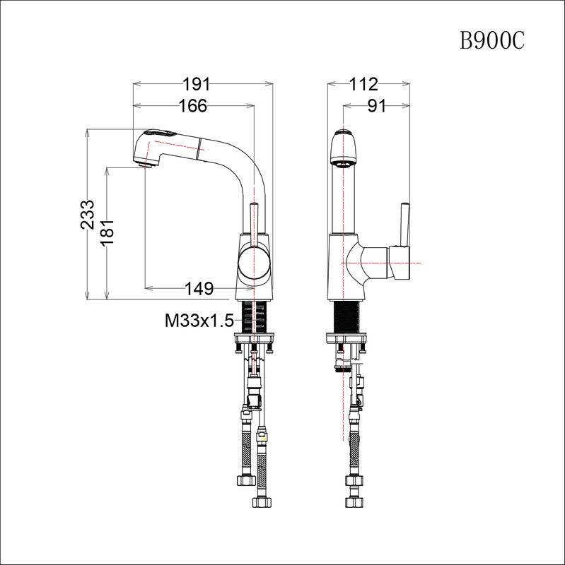 Vòi chậu lavabo dây rút nóng lạnh Caesar B900CU - 26