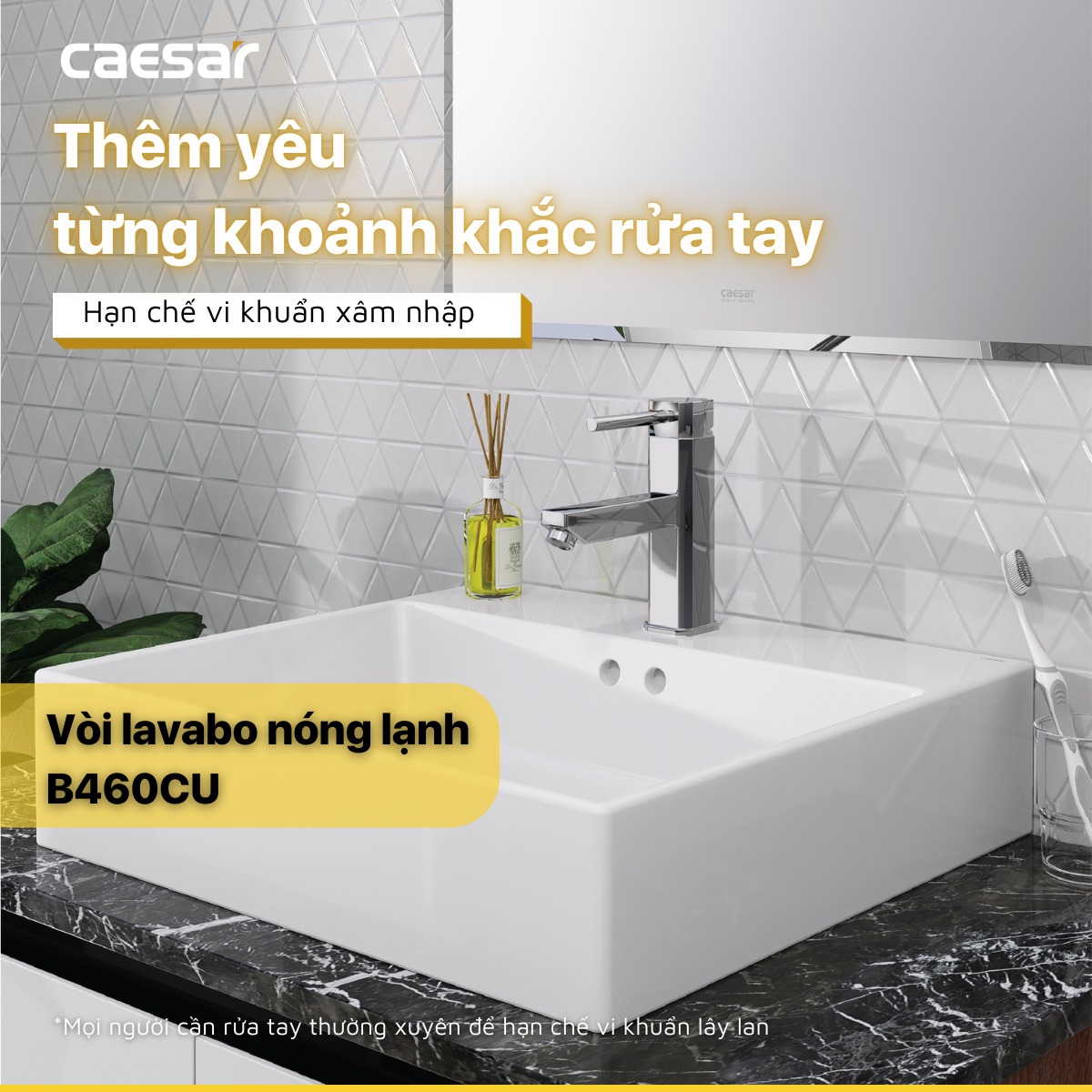 Vòi chậu lavabo nóng lạnh Caesar B460CU - 8