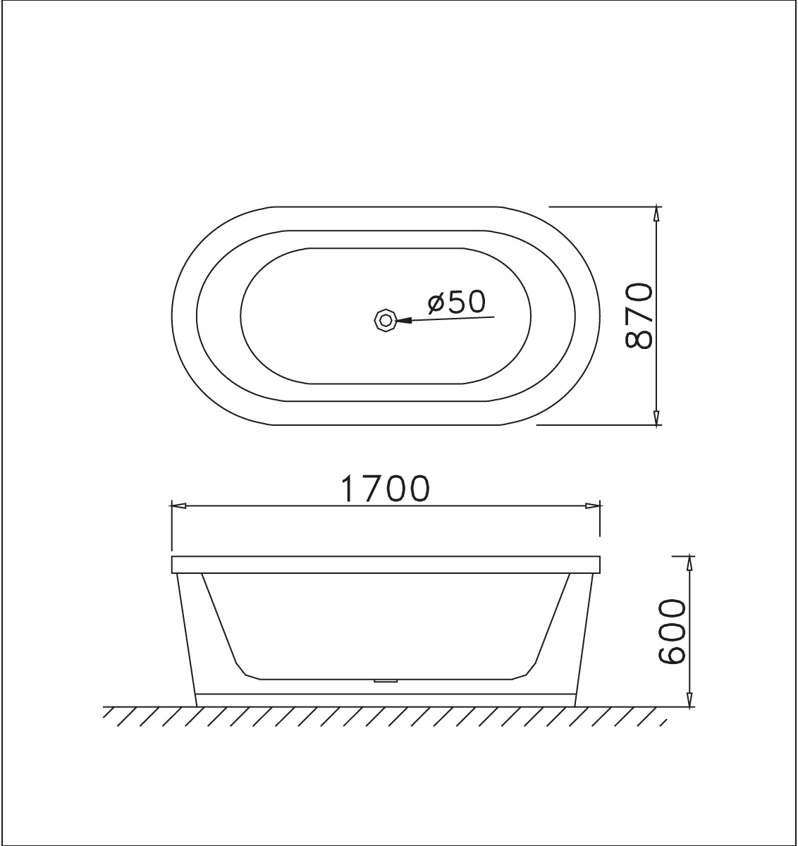 Bồn tắm đặt sàn 1m7 Caesar AT6170 - 12