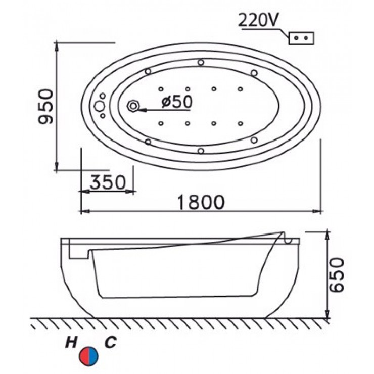 Bồn tắm đặt sàn 1m8 Caesar AT6480