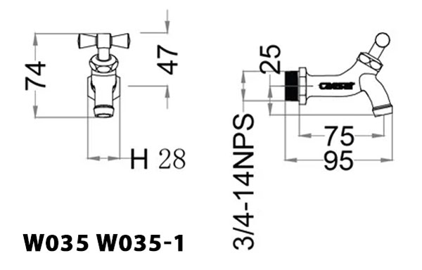 Vòi nước lạnh gắn tường Caesar W035 - 2
