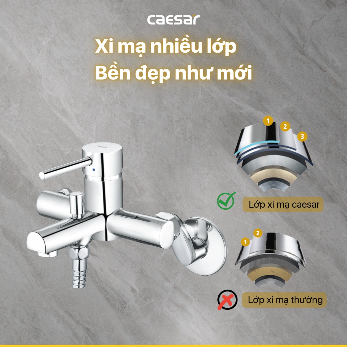 Bộ vòi sen tắm nóng lạnh Caesar S353C - 14