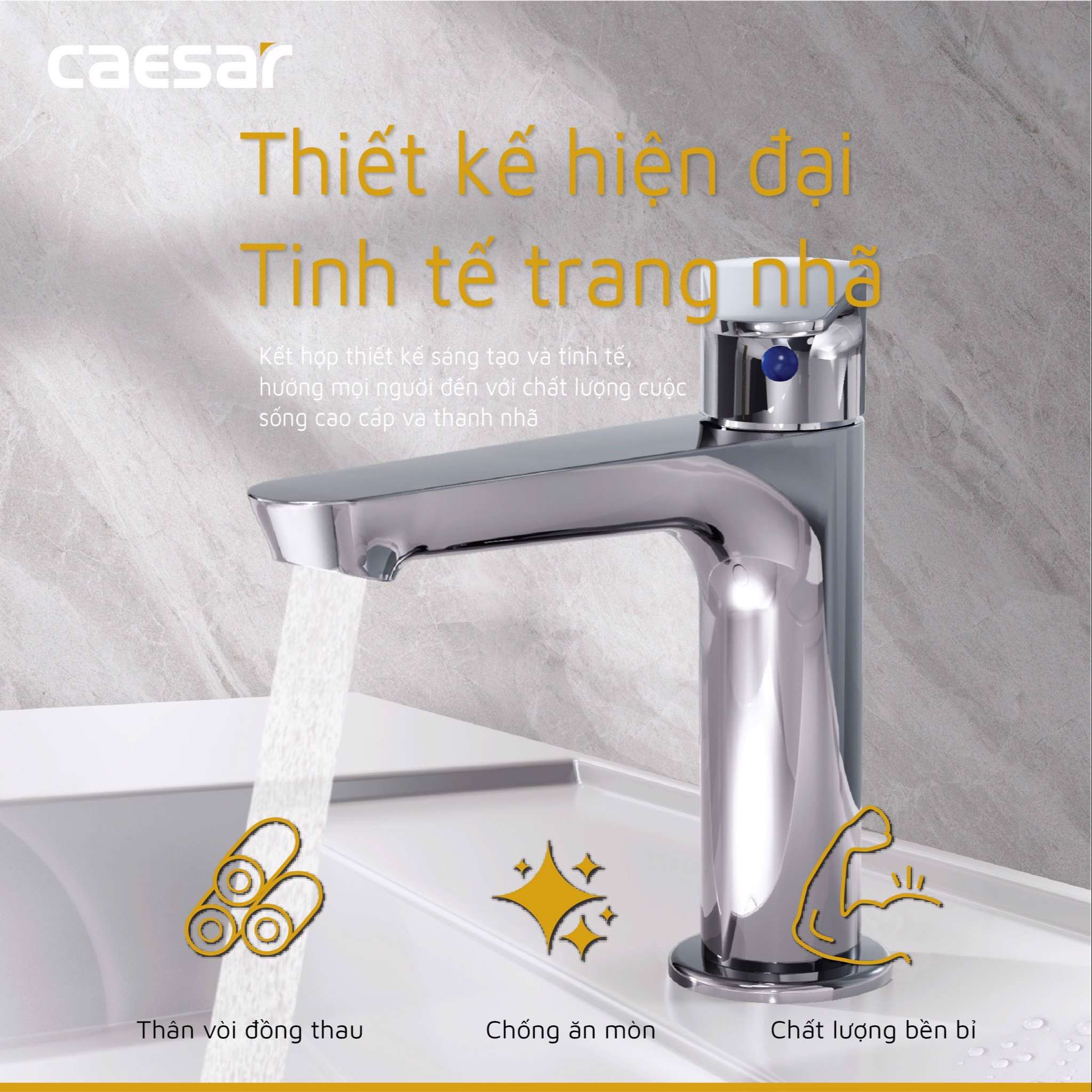 Vòi chậu lavabo lạnh Caesar B060C - 13
