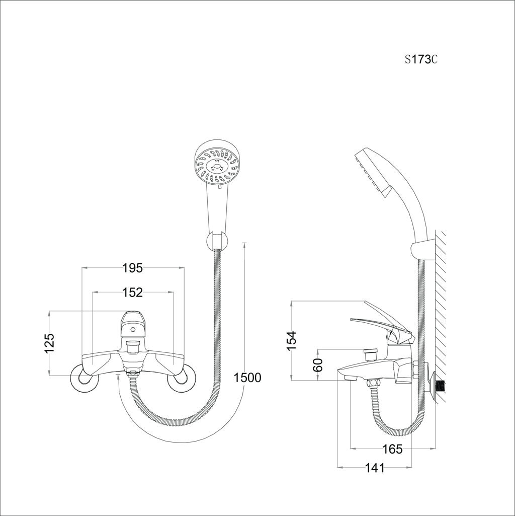 Bộ vòi sen tắm nóng lạnh Caesar S173C - 22